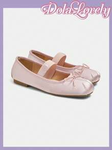 Dola Lovely 1 Pair Women's Mary Jane Flat Shoes, Pink Bow & Rhinestone Decor Slip-On Flats, Versatile Comfortable Shoes Suitable For Outdoor Wear Spring Shoes Spring Break Easter