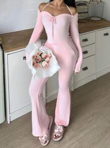 Miss Vinta Y2K Style Women Valentine's Day Casual Lounge Set Outfit Cozy And Elegant Details, Fall Winter Clothes - Baby Pink - View 6