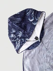 PAVTROS Sudadera con capucha de manga larga con bloques de color y estampado de huella digital para hombre, regalo para novio