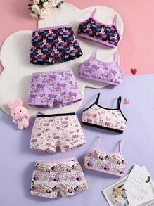 SHEIN 小女孩可爱印花兔子内裤 4 条装 - 彩色 - 查看 1