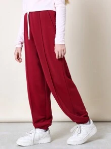 SUMWON Tween Girls Everyday Play 长袖婴儿 T 恤，带图案印花和慢跑裤 2 件套 - 酒紅色 - 查看 4