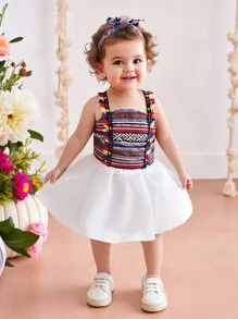 Baby Girls Geometric Print Tassel Hem Camisole & Skirt 2 Pieces Outfit - Multicolor - View 6