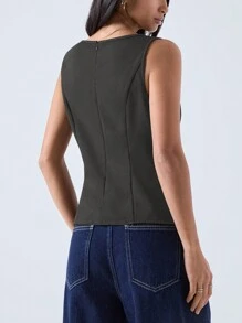 Women's Solid Color Round Neck Casual Minimalist Design Tank Top