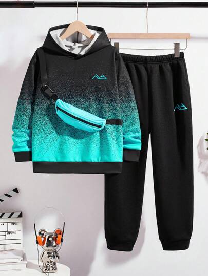 SHEIN Leap Crew Quần áo thể thao nam Tween Boy Boys Sports Gradient Pattern Black Hoodie Letter Pattern Boys Joggers Boys Crossbody Bag Budget Set Boys Autumn Clothes Kids Fall Clothes Fall Blouses Kids Winter Clothes Toddler Boy Fall Clothes Có thể mặc với áo len dễ thương Halloween Kids Clothes Fall Blouses Fall Shirts Áo Halloween Áo sơ mi đen Thích hợp để đi học Giải trí hàng ngày Du lịch đại học Thích hợp cho thể thao Thích hợp cho mùa thu và mùa đông