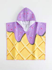 Baby/Baby Girl Printed Patchwork Minimalist One Piece Hooded Swimsuit, Casual/Holiday - Multicolor - View 1