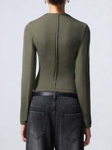 LYSMO 休闲纯色修身长袖 T 恤，春/秋