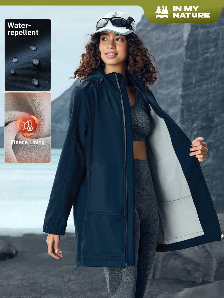 In My Nature Women's Drawstring Hooded Outdoor Raincoat Jacket