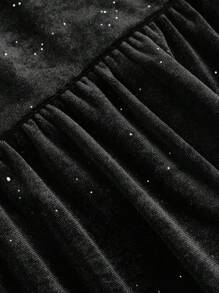 SHEIN MOD 女士天鹅绒粉色蝴蝶结装饰迷你黑色连衣裙，蝴蝶结可拆卸，黑色返校节连衣裙，黑色迷你连衣裙 - 粉色 - 查看 3