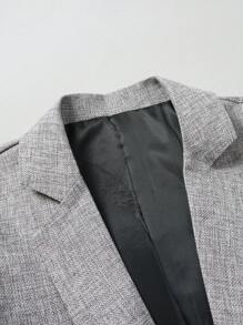 Manfinity Mode Plus Size Men's Button Front Long Sleeve Pocket Flat Collar Blazer