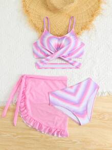 SHEIN Tween Girl' Spaghetti Strap Bikini Top - Baby Pink - View 6