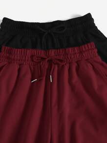 Muchica 1 pieza Pantalón de chándal de mujer informal, de cintura con cordón, unicolor y suelto