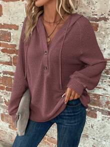 EMERY ROSE 女士纯色前扣长袖休闲连帽运动衫毕业、返校服装、毕业、女士教师服装、秋冬返校