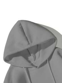 RueChic Men Italy Letter Printed Line Basic Regular Hoodie - Grey - View 3