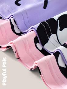 SHEIN Young Girl Round Neck Short Sleeve Graphic Print Simple Top And Leggings Casual Homewear Set - Multicolor - View 6