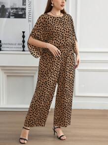 SHEIN Clasi Mono informal de mujer de cintura alta con estampado total y cuello redondo