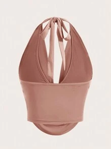 SHEIN Privé 女士纯色垂坠领性感吊带背心 - 粉色 - 查看 2