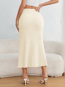 Firerie 女士纯色修身A字裙，休闲/度假 - 杏色 - 查看 2