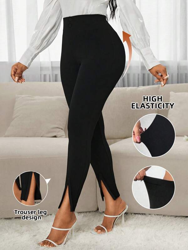 SHEIN Lady سراويل أنيقة للنساء ذات لون أحادي مع قصة انسيابية ضيقة الحواف