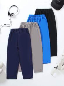 4pcs/Pack Young Boy Casual Street Fashion Long Pants, Suitable For Spring, Summer, Autumn