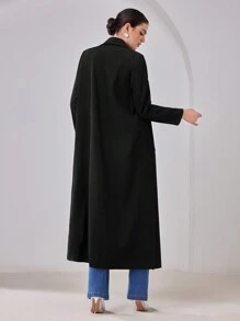 Al Najma Women's  Rhinestone Decorated Long Sleeve Cardigan, Minimalist Casual Arabic Style Abaya