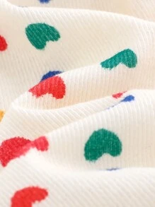 Cozy Pixies Parte superior con cuello redondo suave de manga abombada para niñas pequeñas con estampado colorido de corazones del Día de San Valentín - Azul - Ver 6