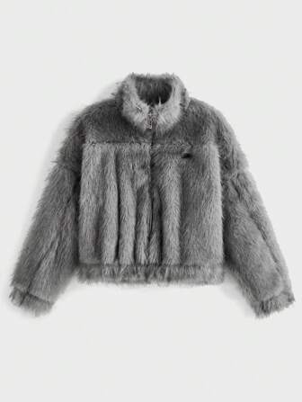 SHEIN オーバーサイズ グレー ファーコート - メルカリ