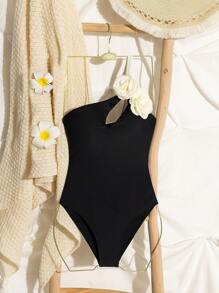 Swim Chiccia Tenue de plage sexy pour femmes, maillot de bain une pièce. Maillot de bain une pièce avec bretelles 3D florales bicolores sans fil, doux, pour l'été et les vacances à la plage - Multicolore - Voir 5
