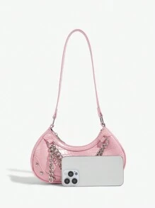 SHEIN X Lucía Bellido SHEIN ICON 女士休闲单肩包，日常携带钱包 - 粉色 - 查看 5