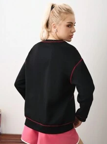 Cheerettes Hanorac cu mânecă lungă cu imprimeu cu litere, cu căptușeală termică, cu pulover grafic