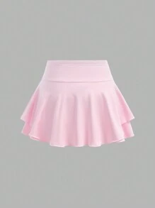 SHEIN Girlism 3pcs Tween Girls Solid Color Knit Mini Skirt + Shorts Set, Athletic Style - Multicolor - View 7