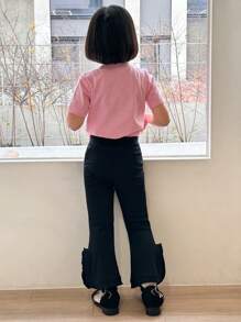 DAZY Young Girl Knitted Flared Pants, Spring/Summer Fall,Winter - Black - View 3
