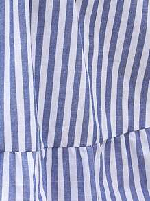 SHEIN VCAY Plus Size Boho Cold Shoulder Short Sleeve Striped Dress, For Summer - Multicolor - View 8