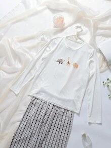 2 Pieces Set Milk Silk Printed Long Sleeve Top And Long Pants, Comfortable Pajamas For Teen Boys - Multicolor - View 3