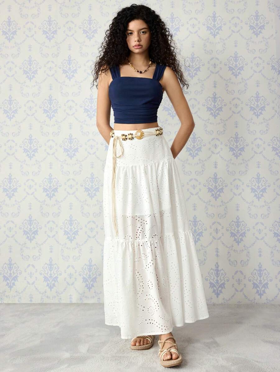 SHEIN MOD Square Neck Ruched Summer Bodycon Crop Tank Top