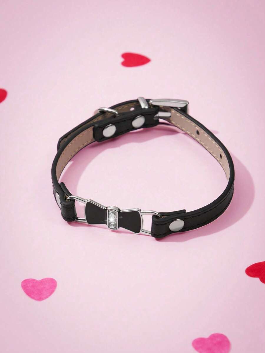 PETSIN 1 件情人节宠物蝴蝶结项圈，适合猫和小型犬 - 黑色 - 查看 1