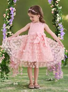 SHEIN 年轻女孩编织花卉网眼紧身休闲连衣裙