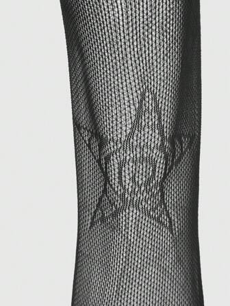 Goth 1 paire de bas résille noirs pour femmes avec pentagramme, toutes saisons