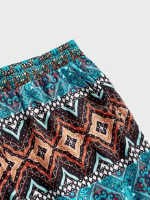 Manfinity RSRT 男士圆领无袖纯色拼布休闲上衣和短裤两件套套装