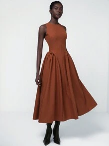 Aveloria Modichic Vestido elegante francés para mujeres, minimalista y versátil para uso diario, con cintura fruncida