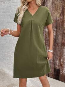 EMERY ROSE 女士休闲简约短裙，日常穿着 - 軍綠色 - 查看 6