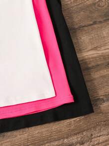 3 件装 女童休闲日常通勤美式字母图案短袖 T 恤