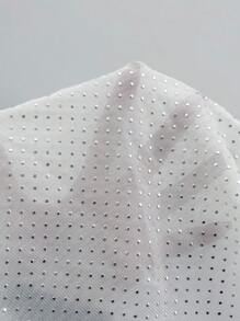 Elenzga بلوزة نسائية كاجوال ذات كتف مائل طويلة الأكمام شفافة باللون الواحد، للارتداء اليومي - أبيض - مشاهدة 7