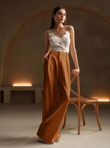 Anewsta Maillard 直筒优雅高腰西装裤，适合度假/新年、商务休闲女士