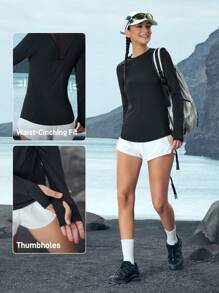 In My Nature XH043 Breathable & Slimming Sport Yoga Running Outdoor T-Shirt Hiking Women Clothes - Black - View 3