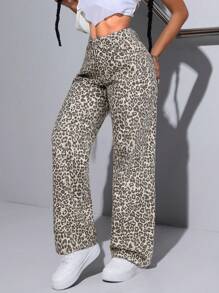 SHEIN Tall Quần Jeans Ống Thẳng Camo Vintage Wash, Đơn Giản Và Thời Trang Cho Mặc Hàng Ngày - Nhiều màu - Xem 6