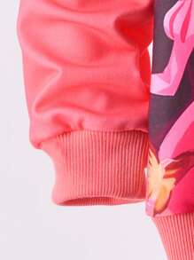 2pcs/Set Young Girls Pink Cute Cartoon Character & Butterfly Print Hoodie Sweatshirt And Pants Set, Autumn/Winter New, Versatile To Wear As Base Layer, Outer Layer Or Indoor Wear, Young Girl Outfit