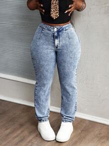 SHEIN Slayr Women's High Waist Skinny Casual Versatile Denim Jeans