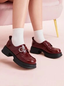 CUCCOO DOLLMOD 女士时尚百搭简约休闲厚底乐福鞋 - 酒紅色 - 查看 1