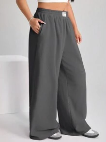 SHEIN ICON ICON Plus Size Women's Pink Sweatpants With Pockets