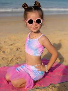 Young Girl Ombre Mermaid Scale Print Bikini Set - Multicolor - View 4